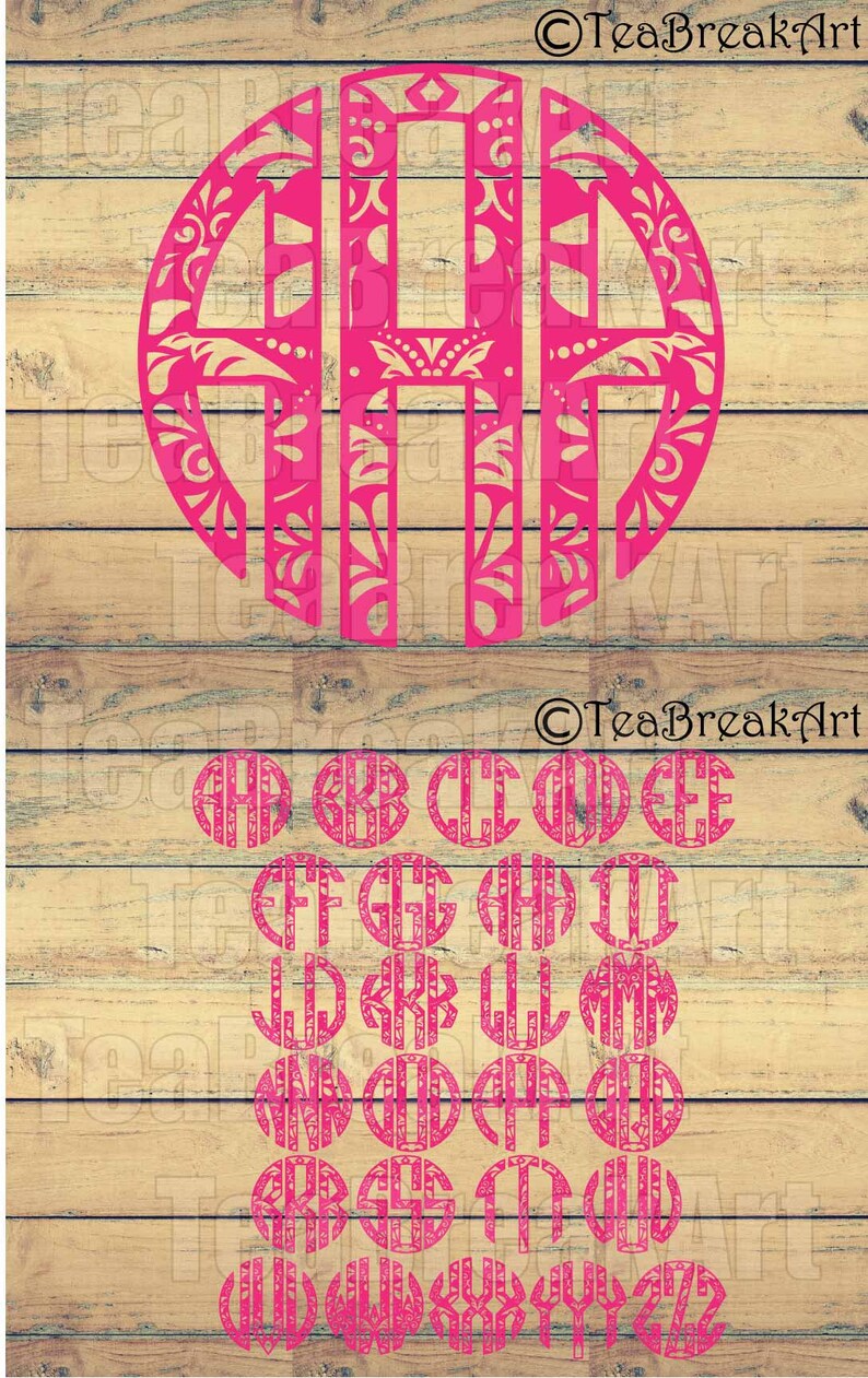 Download Zentangle Circle Monogram Letters SVG EPS PNG Digital Cutting | Etsy