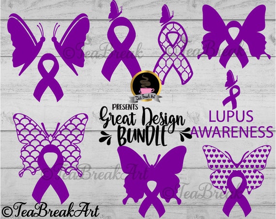 Download Lupus Awareness Cutting Files Purple Ribbon With Butterfly Svg Etsy