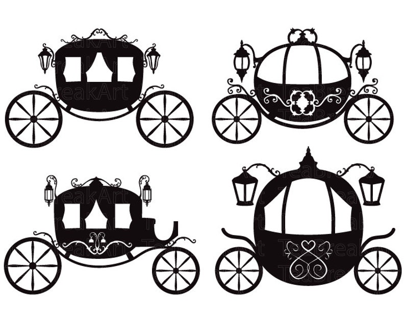 Download Princess Carriage Monogram Digital Cutting Files ClipArt ...