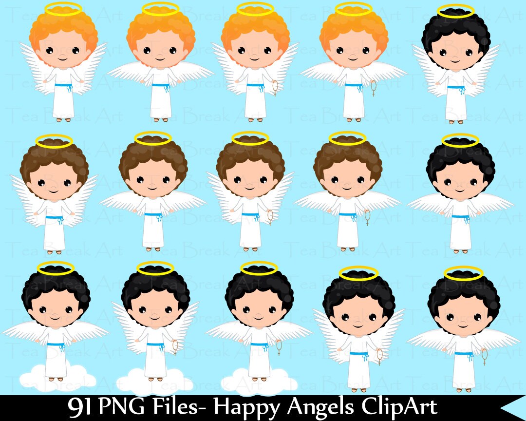 Happy Angels Boys Clipart Digital Clip Art Graphics for - Etsy