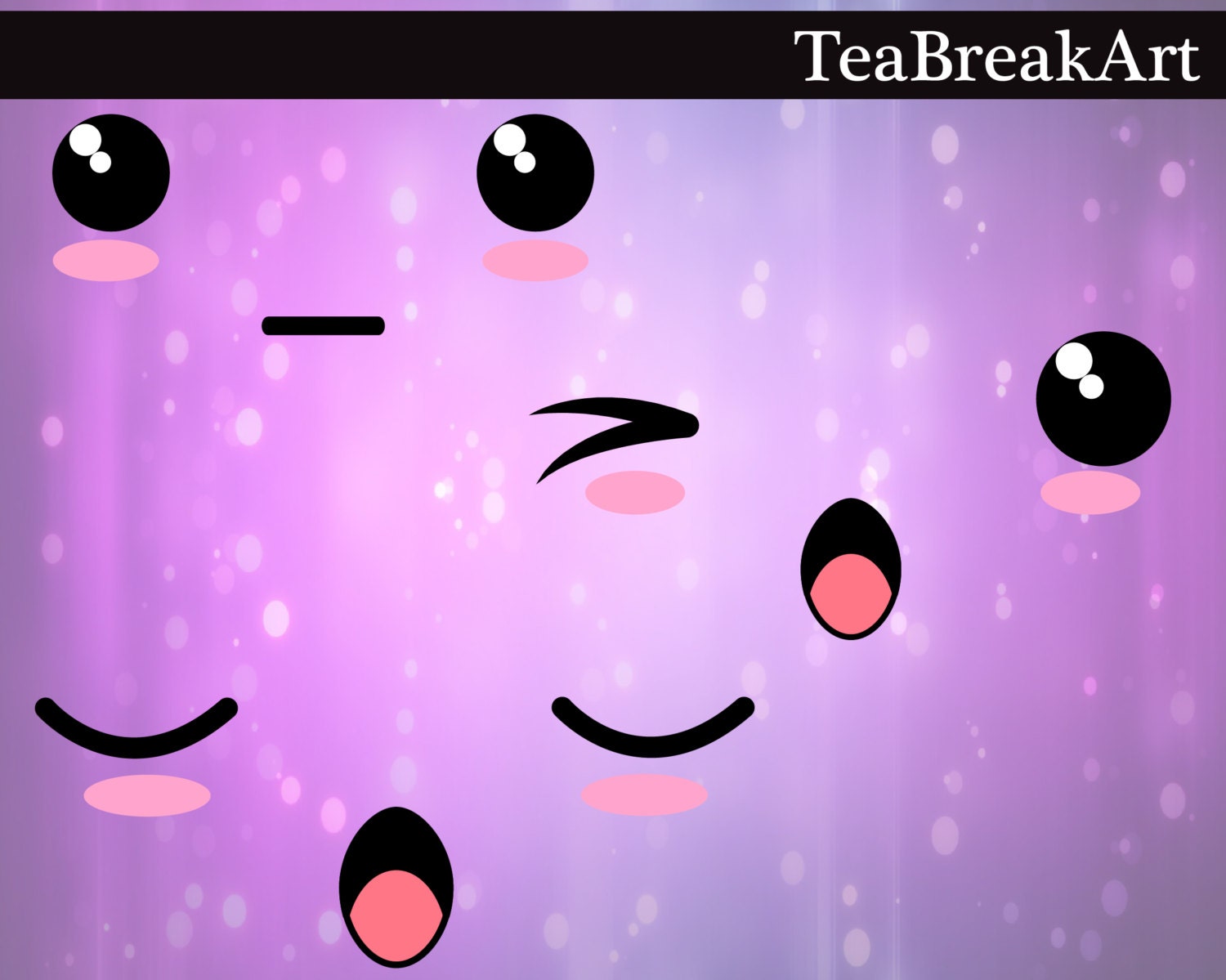 55 PNG Files Kawaii Faces SET 1 Digital Clip Art Graphics Etsy