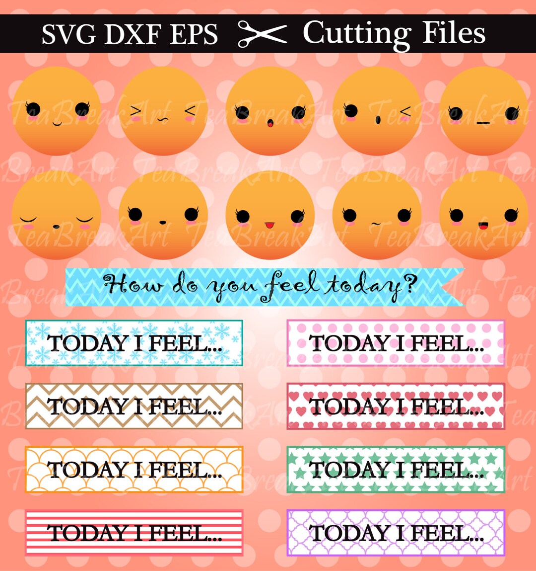 SVG DXF Eps Cutting Files emoticons/ Emoji/ Planner/ Etsy