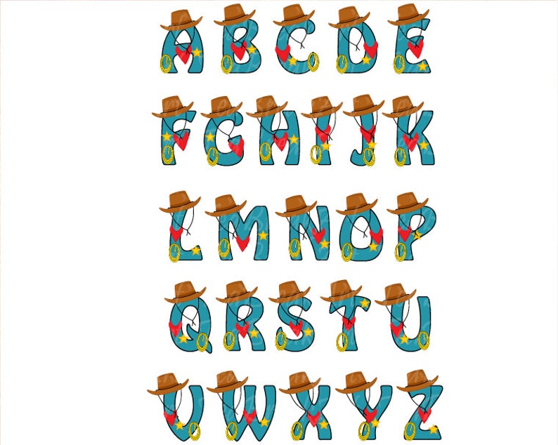 Cowboy Alphabet SVG EPS JPG Png Digital Cutting Files Graphic - Etsy