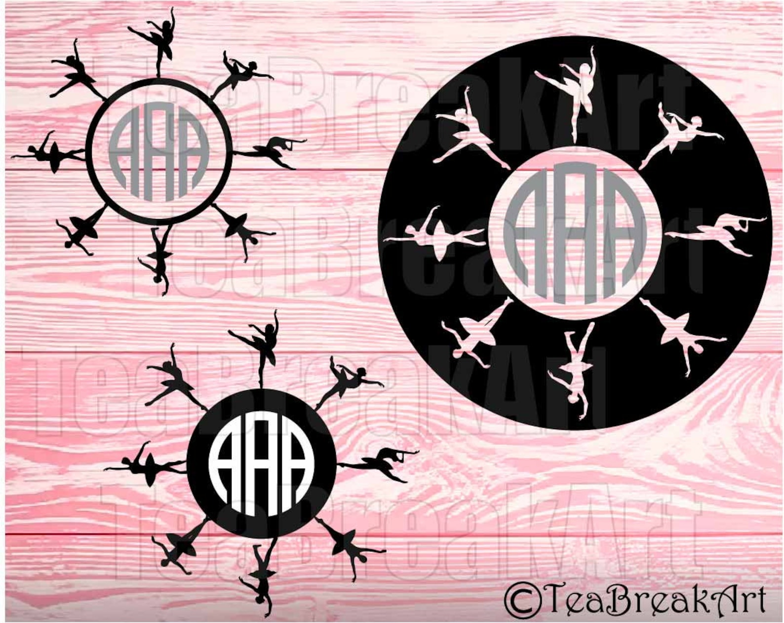 ballet circle frame cutting files svg jpg dxf png clipart heat transfer digital graphic decal design iron on ballerina monogram