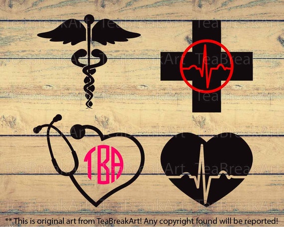 Medical Monogram Digital Cutting Files Clipart Png Svg Dxf Jpg Etsy