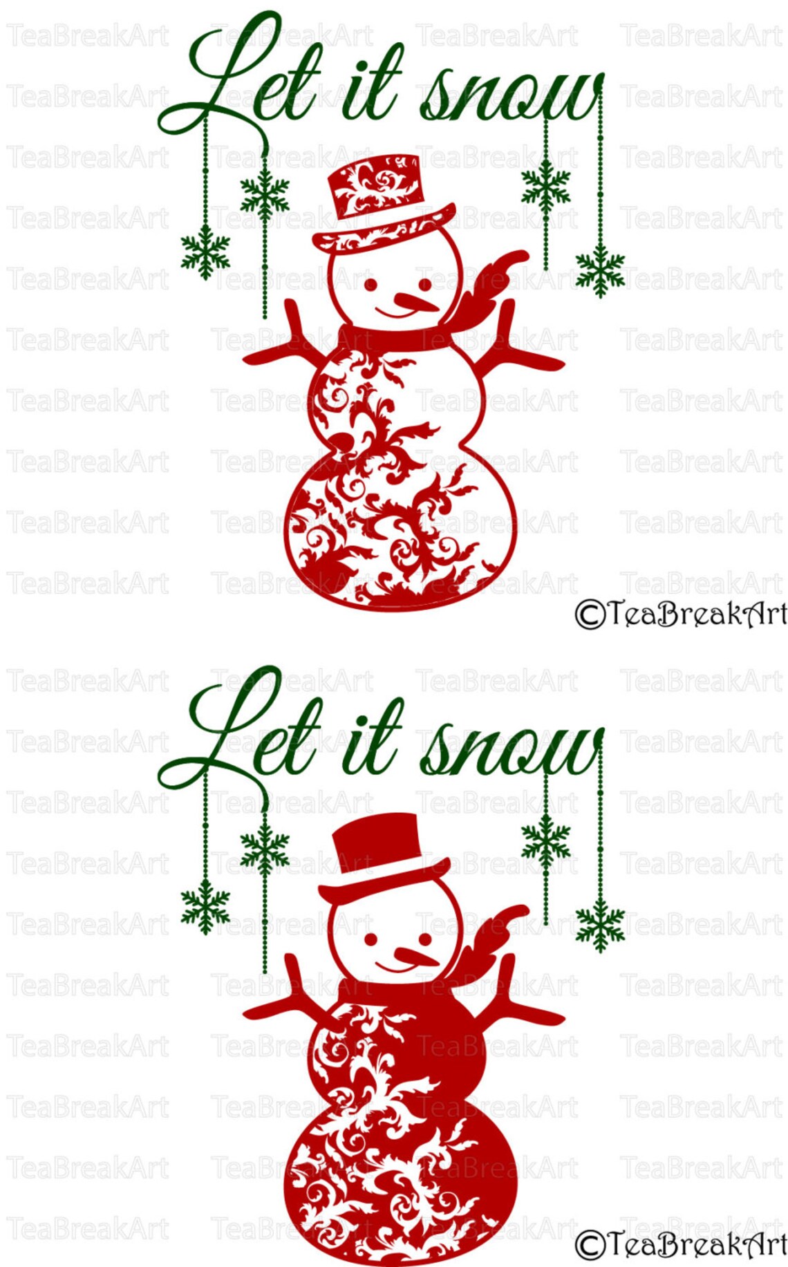 Let It Snow Snowman Christmas Word Art Typography PNG EPS Svg Etsy