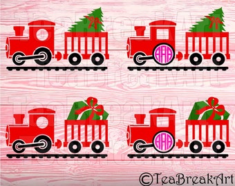 Christmas Train Digital Cutting Files SVG PNG jpg dxf tree christmas gift train tree iron on heat transfer decal 763C