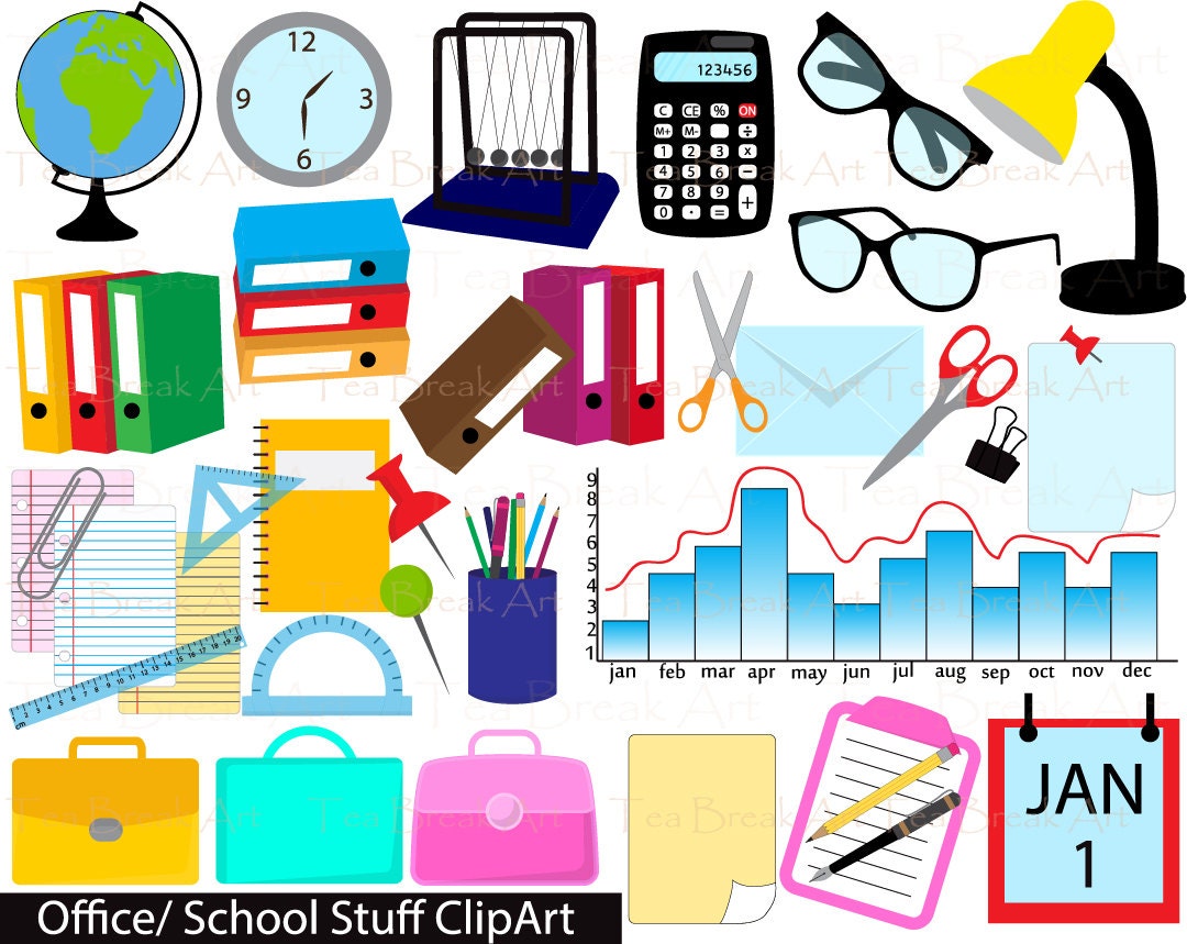 Office/school Stuff Digital Clipart Personal & Commercial Use/ Instant