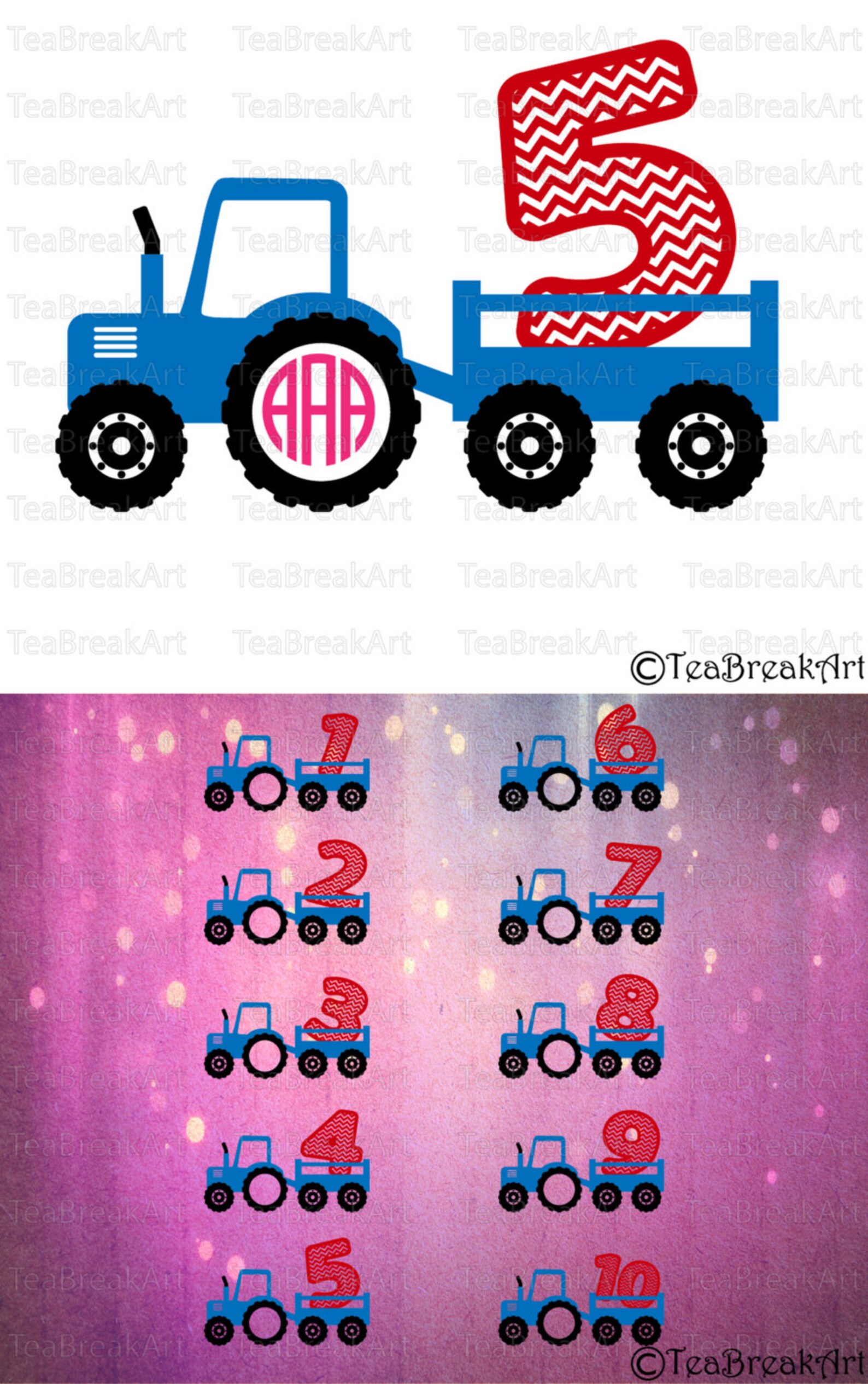 Tractor With Numbers Cutting Files SVG PNG EPS Dxf Design Etsy