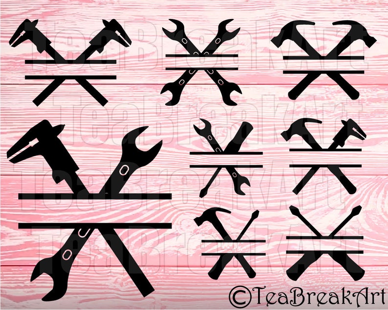 Download Handyman black monogram tools frame text Cutting Files SVG ...