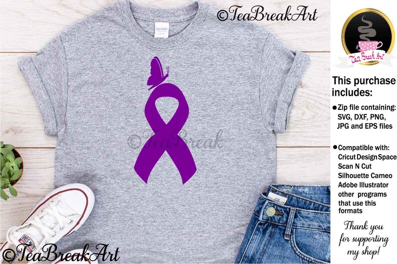 Download Lupus awareness Cutting Files Purple ribbon with butterfly ...