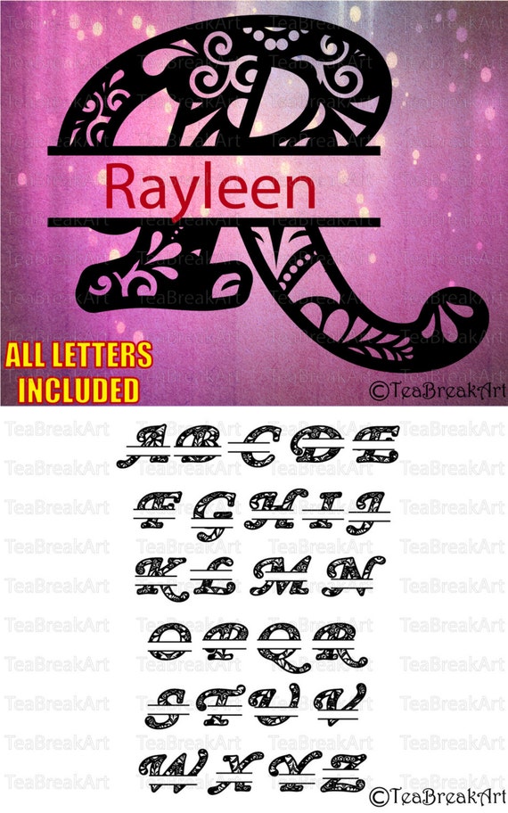 Download Zentangle Split Monogram Alphabet Letters A to Z SVG PNG ...