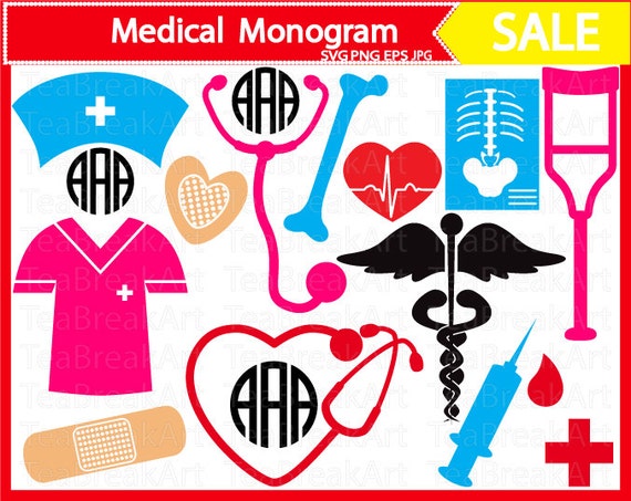 Medical Monogram Digital Cutting Files And Clipart Svg Jpg Png Etsy