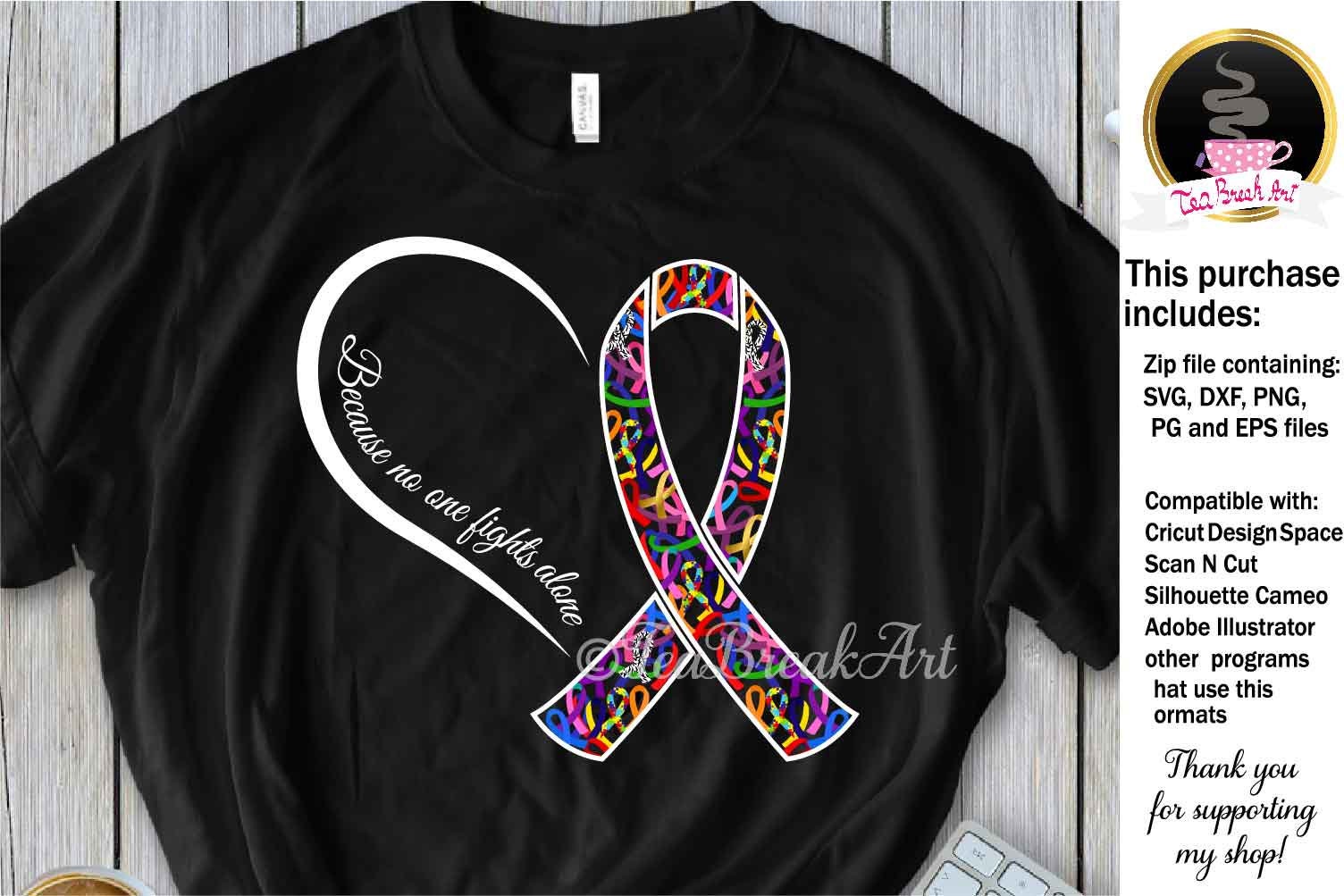 Multicolor Ribbon All Cancer Awareness Cutting Files SVG PNG | Etsy