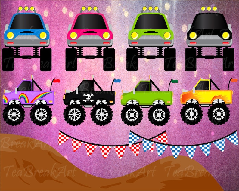Download Monster Trucks V1 Rainbow Halloween SVG DXF Eps Cutting ...
