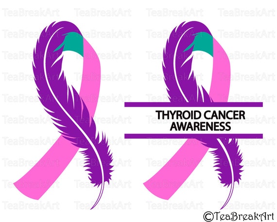 Download Thyroid cancer ribbon awareness with feather Cutting Files ...