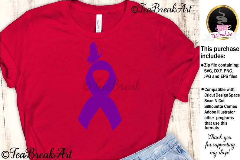 Download Lupus awareness Cutting Files Purple ribbon with butterfly ...
