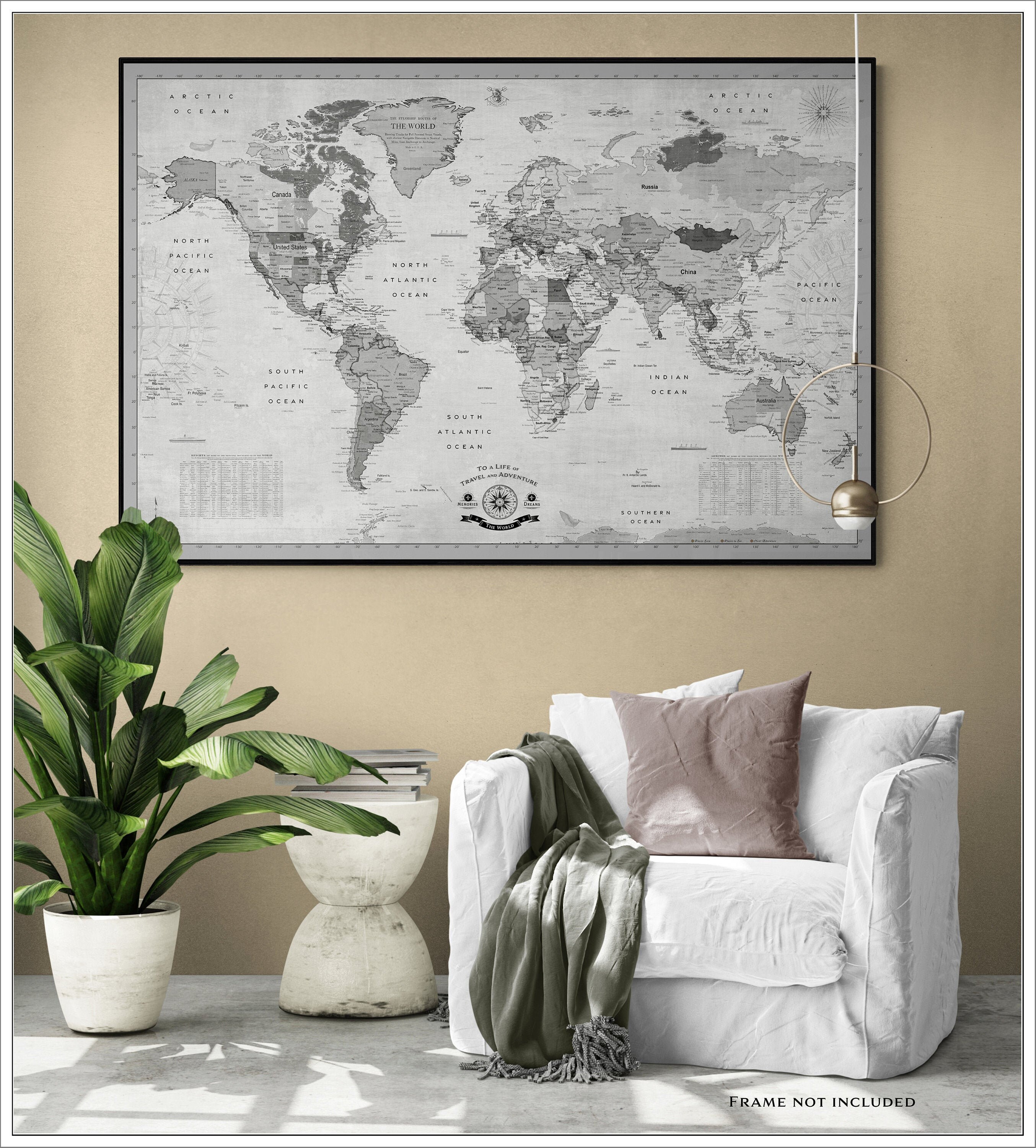 Large World Map | Push Pin Travel Map | Printed on Archival Canvas | …