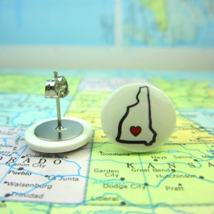 New Hampshire Earrings, New Hampshire Clip On Earrings, New Hampshire Jewelry, State Jewelry,  Home State Jewelry, New Hampshire Necklace