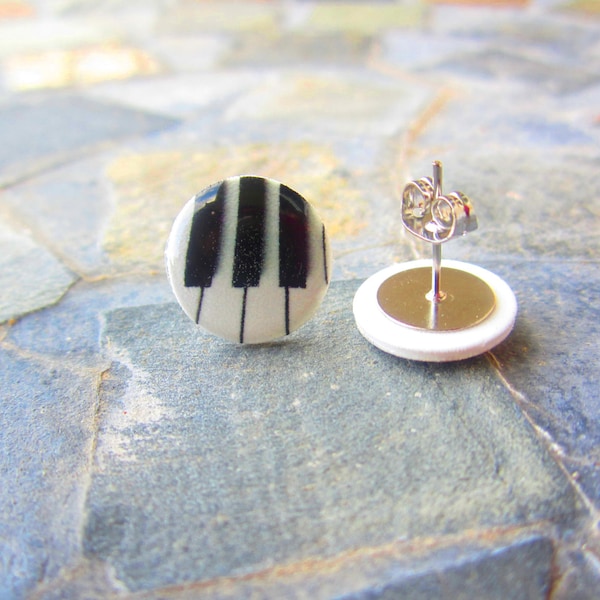 Piano Keys Stud Earrings, Piano Keys Jewelry, Piano Keys Clip On Earrings, Music Earrings, Music Jewelry, Music Gift