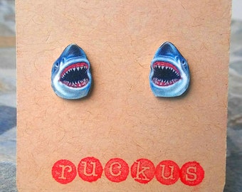 Shark Stud Earrings, Shark Jewelry, Shark Gift, Shark Lover Gift, Shark Week