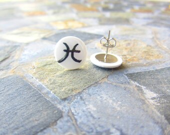 Pisces Zodiac Earrings, Pisces Jewelry, Zodiac Jewelry, Astrology Earrings, Astrology Jewelry, Pisces Constellation, Zodiac Art Gift
