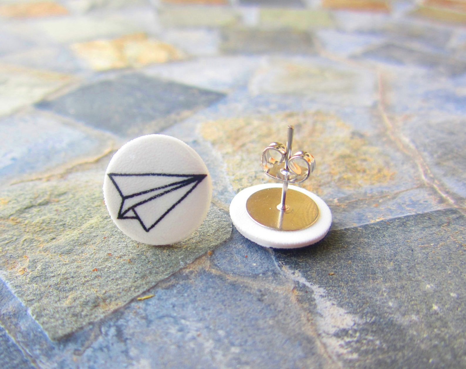 Paper Airplane Stud Earrings Paper Airplane Jewelry Paper Etsy