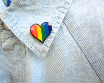 Gay Pride Lapel Pin, Gay Pride Accessories, Rainbow Heart Pin, Rainbow Pride, LGBT Pin, LGBT Flag, LGBT Gift, Rainbow Brooch