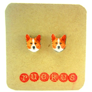 Corgi Stud Earrings, Corgi Jewelry, Corgi Gift, Dog Lover Gift, Pet Lover Gift, Pet Earrings, Pet Jewelry, Post Earrings, Dog Earrings