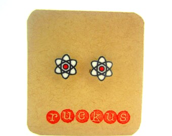 Atom Stud Earrings, Atom Jewelry, Science Earrings, Science Jewelry, Science Accessories, Geekery Jewelry, Geekery Earrings