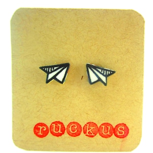 Paper Airplane Stud Earrings, Paper Airplane Jewelry, Origami Jewelry, Novelty Earrings, Gag Gift Earrings, Gag Gift Idea, Origami Earrings