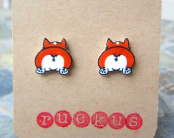 Corgi Butt Stud Earrings, Corgi Jewelry, Corgi Gift, Dog Lover Gift, Pet Lover Gift, Pet Earrings, Pet Jewelry, Post Earrings, Dog Earrings