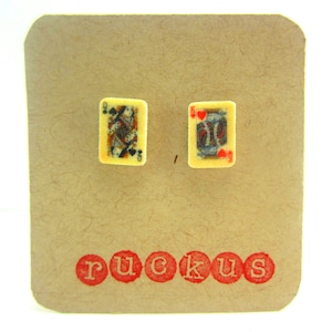King and Queen Playing Card Stud Earrings, Playing Card Jewelry, Poker Jewelry, Deck of Cards, Gambling, Las Vegas, Casino