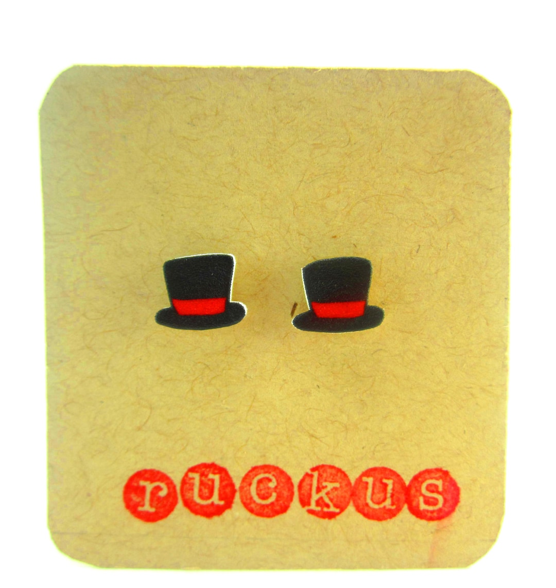 Top Hat Stud Earrings, Top Hat Jewelry, Magic Hat Earrings, Gag Gift