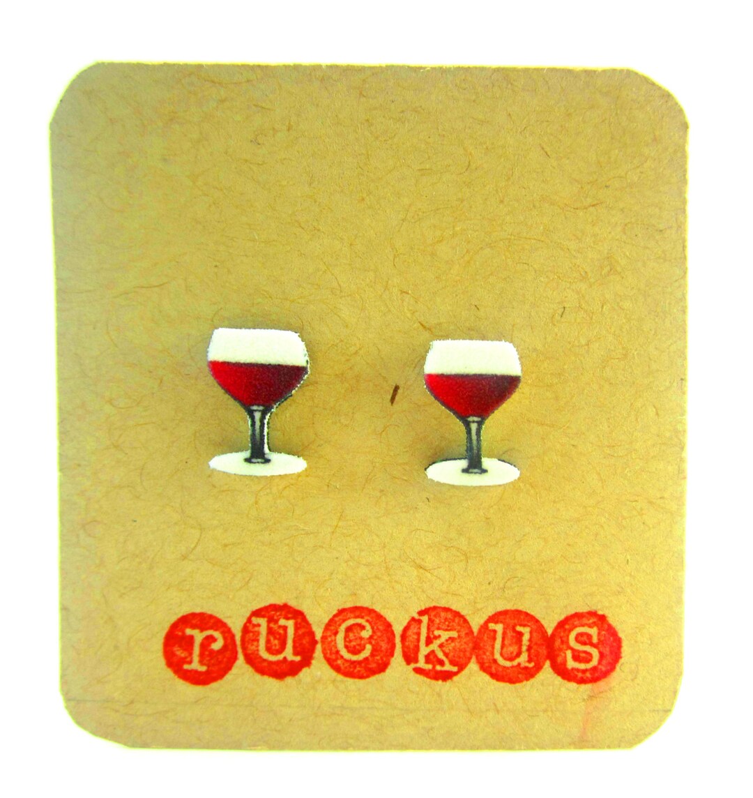 Red Wine Stud Earrings, Wine Glass Earrings, Wine Jewelry, Wine Lovers