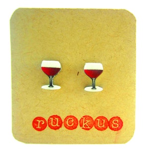 Red Wine Stud Earrings, Wine Glass Earrings, Wine Jewelry, Wine Lovers Gift, Novelty Earrings, Wine Gift, Wine Charm Earrings, Gag Gift Idea