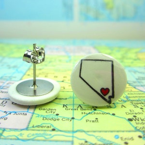 Nevada Earrings, Nevada Clip On Earrings, Nevada Jewelry, State Jewelry, Map Earrings. Home State Jewelry, Nevada Necklace