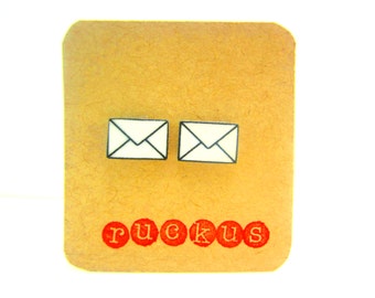 Envelope Earrings, Envelope Jewelry, Mail Earrings, Letter Jewelry, Stud Earrings, Post Earrings