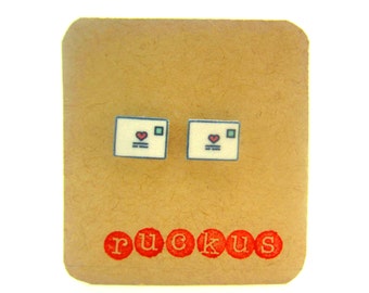 Love Letter Stud Earrings, Love Letter Jewelry, Mail Necklace, Love Gift, Envelope Earrings, Envelope Jewelry