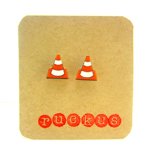 Construction Cone Stud Earrings, Construction Jewelry, Traffic Cone, Accessories, Construction Party