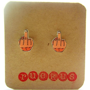 Middle Finger Stud Earrings, Middle Finger Jewelry, Curse Word Earrings, Curse Word Jewelry, Swear Word Earrings, Swear Word Jewelry
