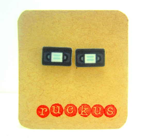 VHS Tapes Stud Earrings, VHS Tapes Jewelry, Retro, 90s Jewelry, 90s Earrings, Geekery Earrings, Geekery Jewelry, Nerd Earrings, Nerd Jewelry