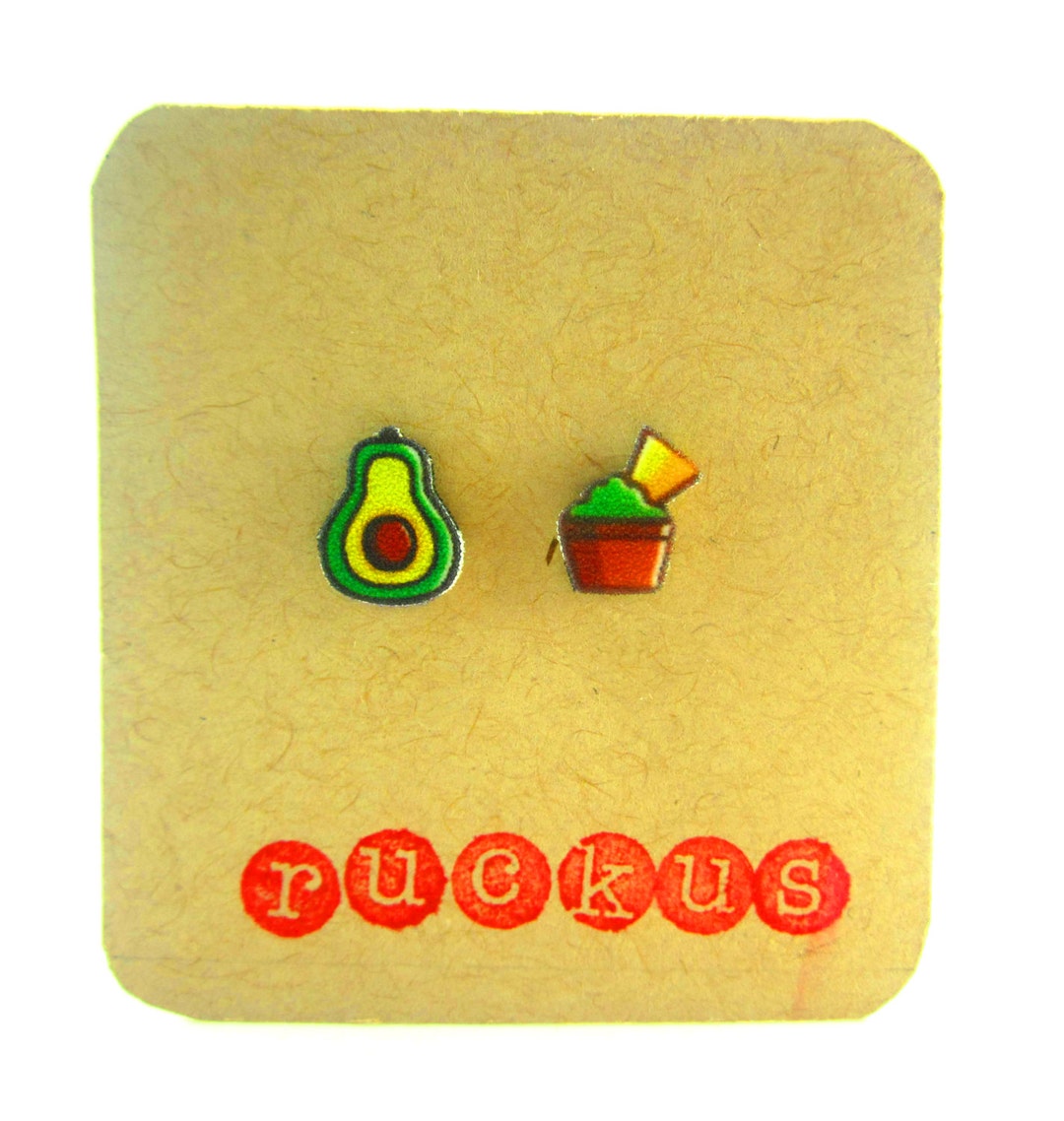 Avocado Stud Earrings Avocado Jewelry Guacamole Earrings Etsy