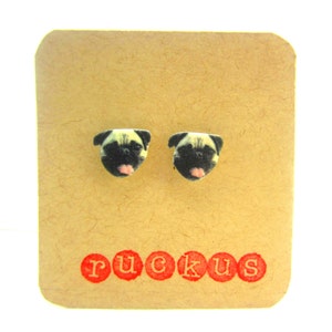 Pug Stud Earrings, Pug Jewelry, Dog Earrings, Dog Jewelry, Dog Lover, Pug Lover, Pet Jewelry, Pet Earrings, Pug Gift, Dog Gift
