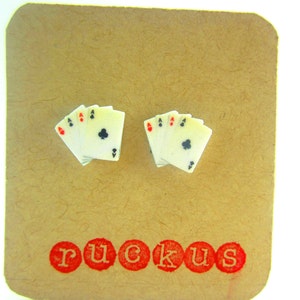Playing Card Stud Earrings, Poker Earrings, Casino Jewelry, Poker Jewelry, Poker Gifts, Gag Gift Idea, Playing Card Jewelry, Las Vegas