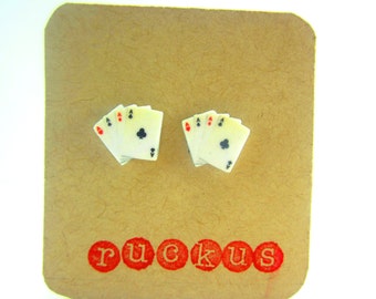 Playing Card Stud Earrings, Poker Earrings, Casino Jewelry, Poker Jewelry, Poker Gifts, Gag Gift Idea, Playing Card Jewelry, Las Vegas