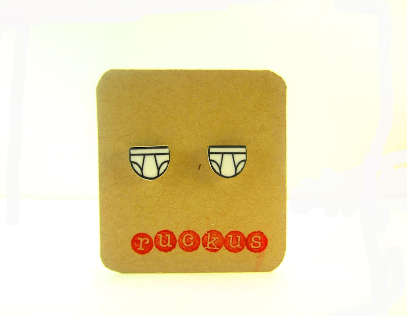 Underwear Stud Earrings Underwear Jewelry Tighty Whities Etsy