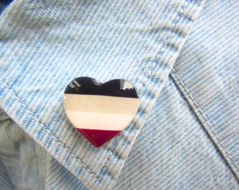 Asexual Pride Lapel Pin, Asexual Pride Accessories, Asexual Heart Pin, LGBT Pin, LGBT Flag, LGBT Gift, Asexual Flag Brooch, Asexual Button