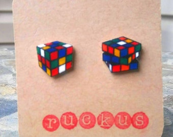 Rubik's Cube Earrings, Rubik's Cube Jewelry, Rubik's Cube Gift, Nerd Earrings, Nerd Jewelry, Math Earrings, Math Jewelry, Geek Earrings