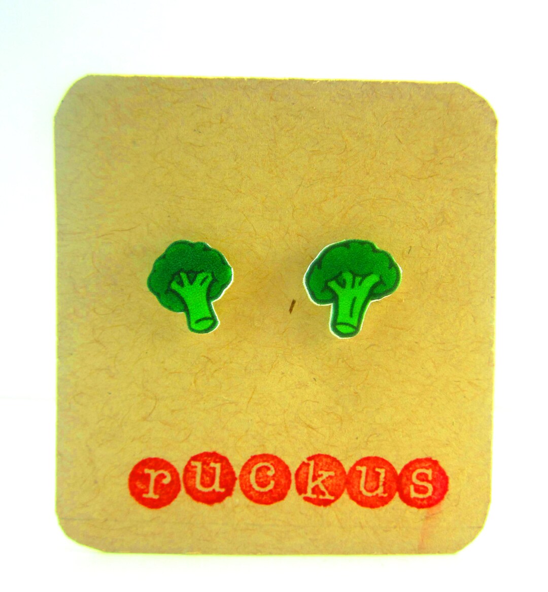 Broccoli Stud Earrings, Broccoli Jewelry, Veggie Earrings, Veggie